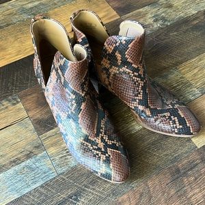 Snakeskin booties